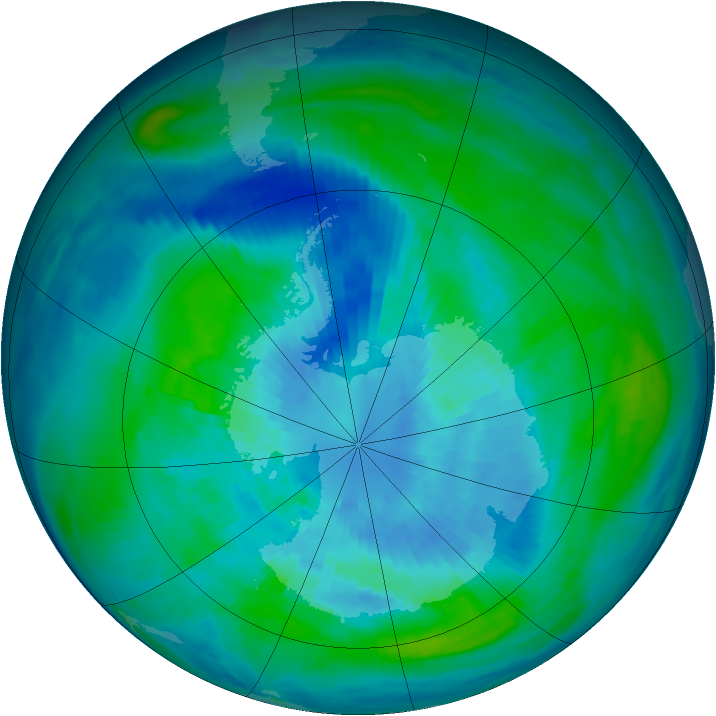Antarctic ozone map for 24 March 1985